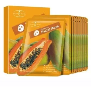 Aichun Beauty 10Pcs Papaya Facial Mask Face Anti-Acne Hydrating Sheet