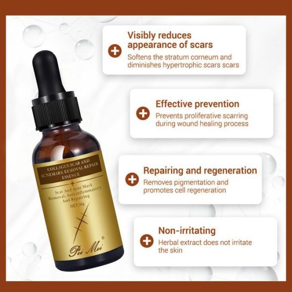 Peimei Collagen Skincare Serum Scar Removal Skin Repairing Stretch Marks Serum 30ml,Scar Repair Serum,Acne Scar Removal Serum 12