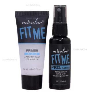 2 In 1 Micolor Fit Me Primer + Pro. Setting Spray Fixer HD High Definition long lasting Matte finish base for Makeup 45ml + 40ml