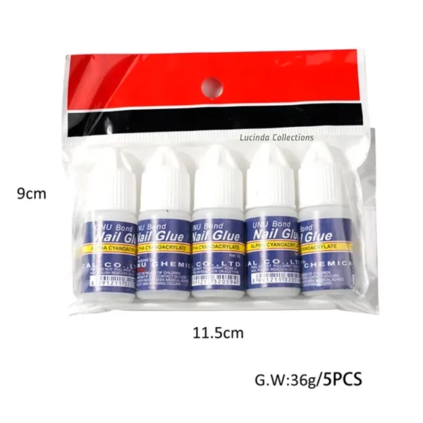 5 PCs Nail Glue Strong Adhesive False Fake Nails Decoration Glue Set 5pcs Pack (3g each) 1