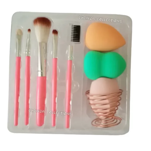 9Pcs Makeup Brushes Puff Sponge Beauty Blender with Holder Stand Make up Accessories Tools Set 1