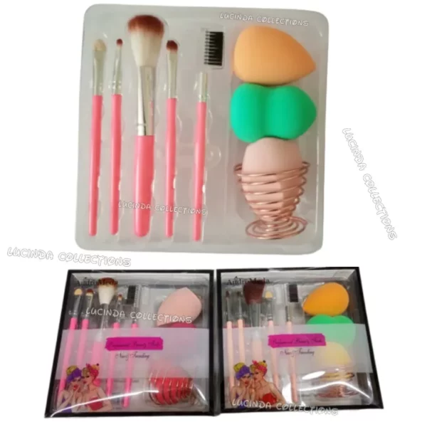 9Pcs Makeup Brushes Puff Sponge Beauty Blender with Holder Stand Make up Accessories Tools Set