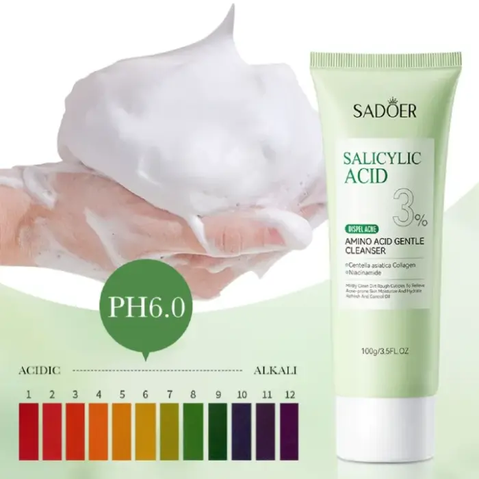 SADOER Face Cleanser, With 3% Salicylic Acid, Niacinamide & Centella Asiatica Collagen Acne Remover Facial Cleanser controls oils, Eliminates Acne kenya 5