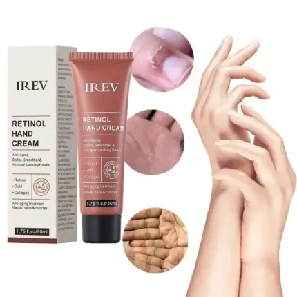 IREV Retinol Hand Cream - with Retinol Gold Collagen - Antiaging Hand Treatment Cream Softens Smoothes Protects Hands Nails Cuticles - For Younger Looking Hands Vitamin A Minimises Age Effect on Skin 1
