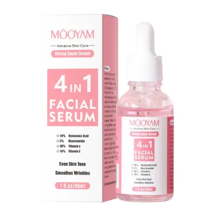 MOOYAM 4 in 1 Facial Serum with Niacinamide, Vitamin C, Hyaluronic Acid, Vitamin E Face Brightening Serum, Anti Acne, Moisturizing, Anti Wrinkles, Anti Ageing, smooth wrinkles, evens skin tone