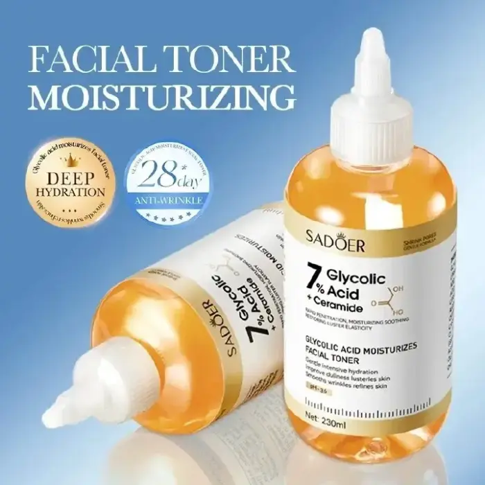 SADOER 7% Glycolic Acid + Ceramide Toner 230ml For Skin Renewal, Exfoliation, Anti-Dark Spots, Smooth Texture & Radiant Youthful Glow Brightens, And Restores Skin For A Clear, Smooth And Radiant Glow 2