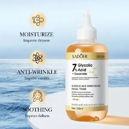 SADOER 7% Glycolic Acid + Ceramide Toner 230ml For Skin Renewal, Exfoliation, Anti-Dark Spots, Smooth Texture & Radiant Youthful Glow Brightens, And Restores Skin For A Clear, Smooth And Radiant Glow 4