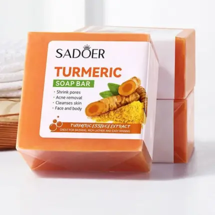 SADOER Skin Care Effective Turmeric Face Soap, Like Vitamin C, Anti Acne Soap, Skin Moisturizing, Deep Cleansing, Acne Removal, Skin Repair Face & Body Tumeric Soap - 100g 1