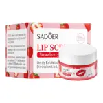 SADOER Strawberry Lip Scrub , Gently exfoliates, Diminishes Lip Lines, Removes Dead Skin, Moisturizes, Brightens Lip Color, Soft Pink Lips, Exfoliating Fruit Series