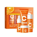 4Pcs SADOER 5x Vitamin C Skincare Travel Set for travelling, With Facial Cleanser, Toner, Serum, & Face Cream, Moisturizing Face Skin Care Kit for Anti-Aging, Anti-Wrinkle, whitening Brightening