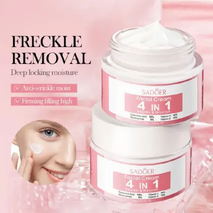 SADOER 4 in 1 Facial Cream with Hyaluronic Acid, Nicotinamide, Vitamin C, and Vitamin E moisturizing, brightening, nourishing, and repairing face cream 1