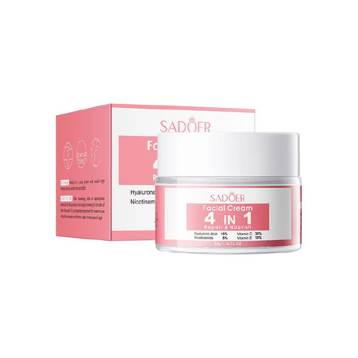 SADOER 4 in 1 Facial Cream with Hyaluronic Acid, Nicotinamide, Vitamin C, and Vitamin E moisturizing, brightening, nourishing, and repairing face cream SADOER 4 in 1 Facial Cream with Hyaluronic Acid, Nicotinamide, Vitamin C, and Vitamin E moisturizing, brightening, nourishing, and repairing face cream