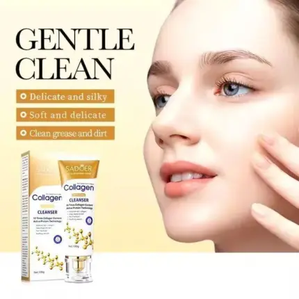 Sadoer Collagen Anti Aging Facial Cleanser, Collagen Foaming face Cleanser, can combine with Vitamin C, Replenishes Skin Collagen, Soothe and Smooth, Deep Cleaning, clear pores 1