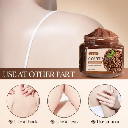 Sadoer Coffee Scrub Exfoliating Brightening Cleaning Dark Spots Removal Fade Melanin Pigmentation Whitening Scrub Coffee Sea Salt Bath SPA for Face Body 3